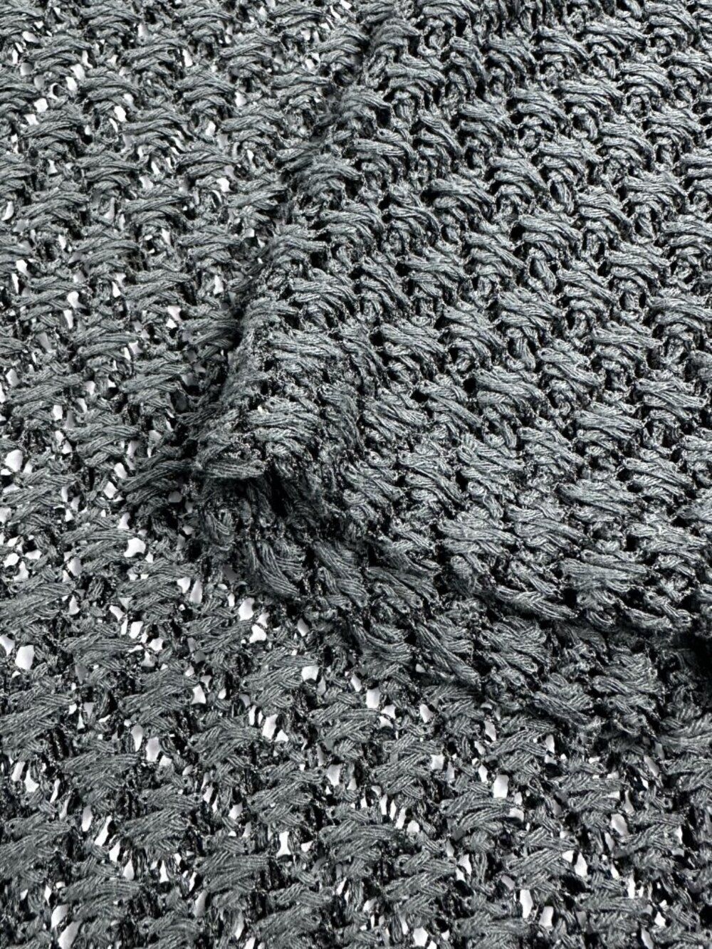 International Sportswear 2XL Black Open Knit Crochet Sweater Large Grunge Punk - Picture 13 of 15